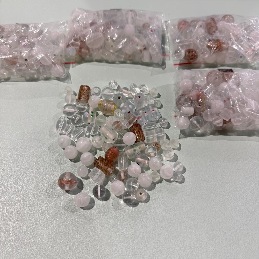Bead mix, 5 Bags, Lampworked Glass, Crystal and White Beads, 7x4mm-14x11mm